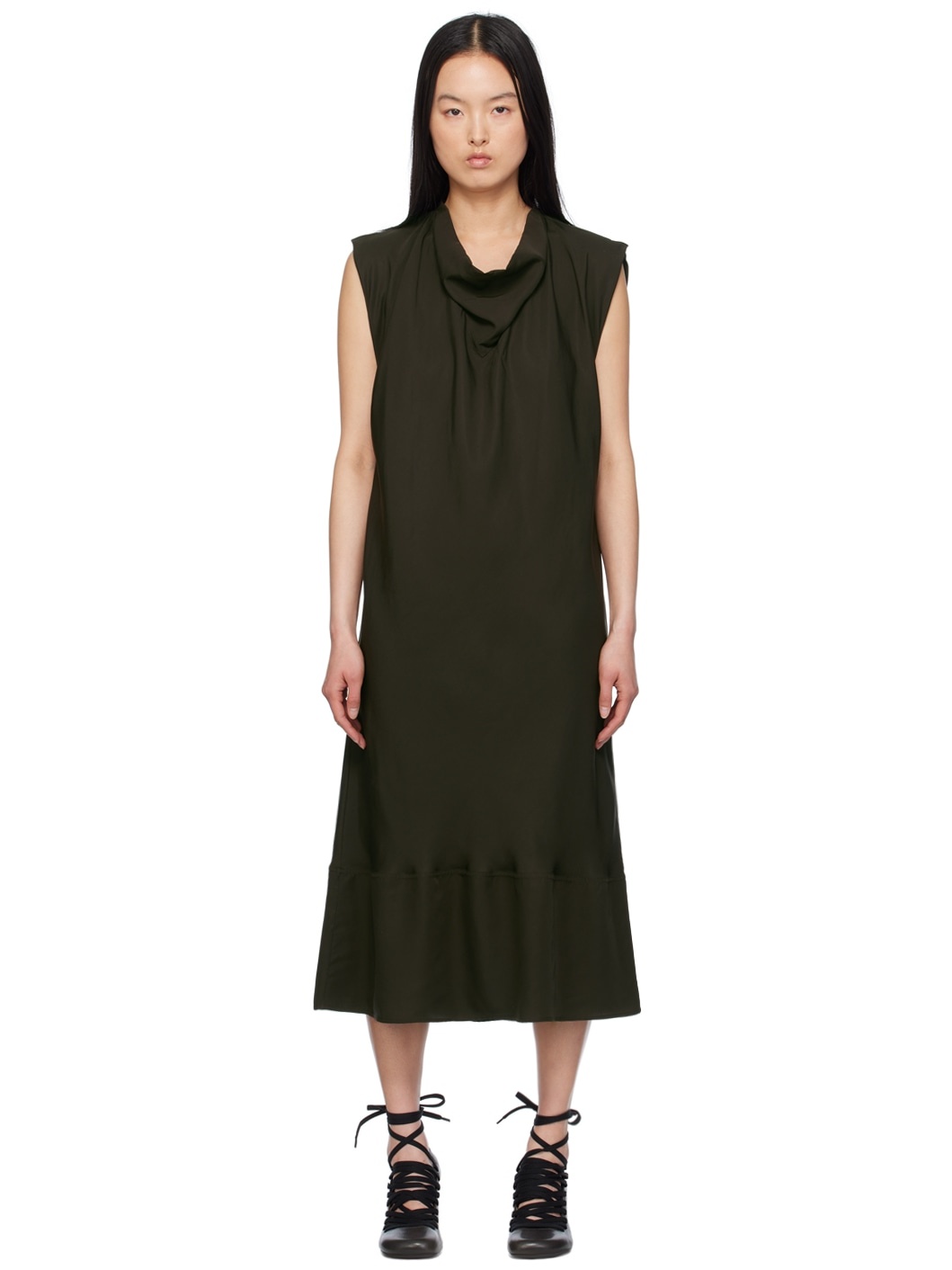 Brown Foulard Midi Dress - 1