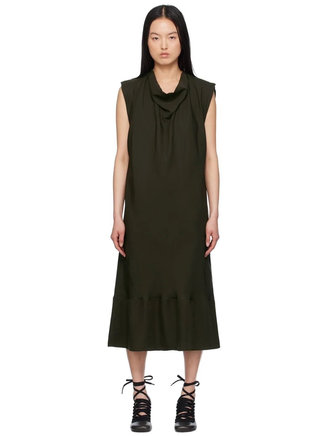 Brown Foulard Midi Dress - 1