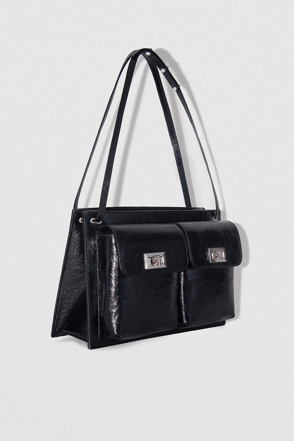 BILLY TOTE BLACK CREASED LEATHER - 2