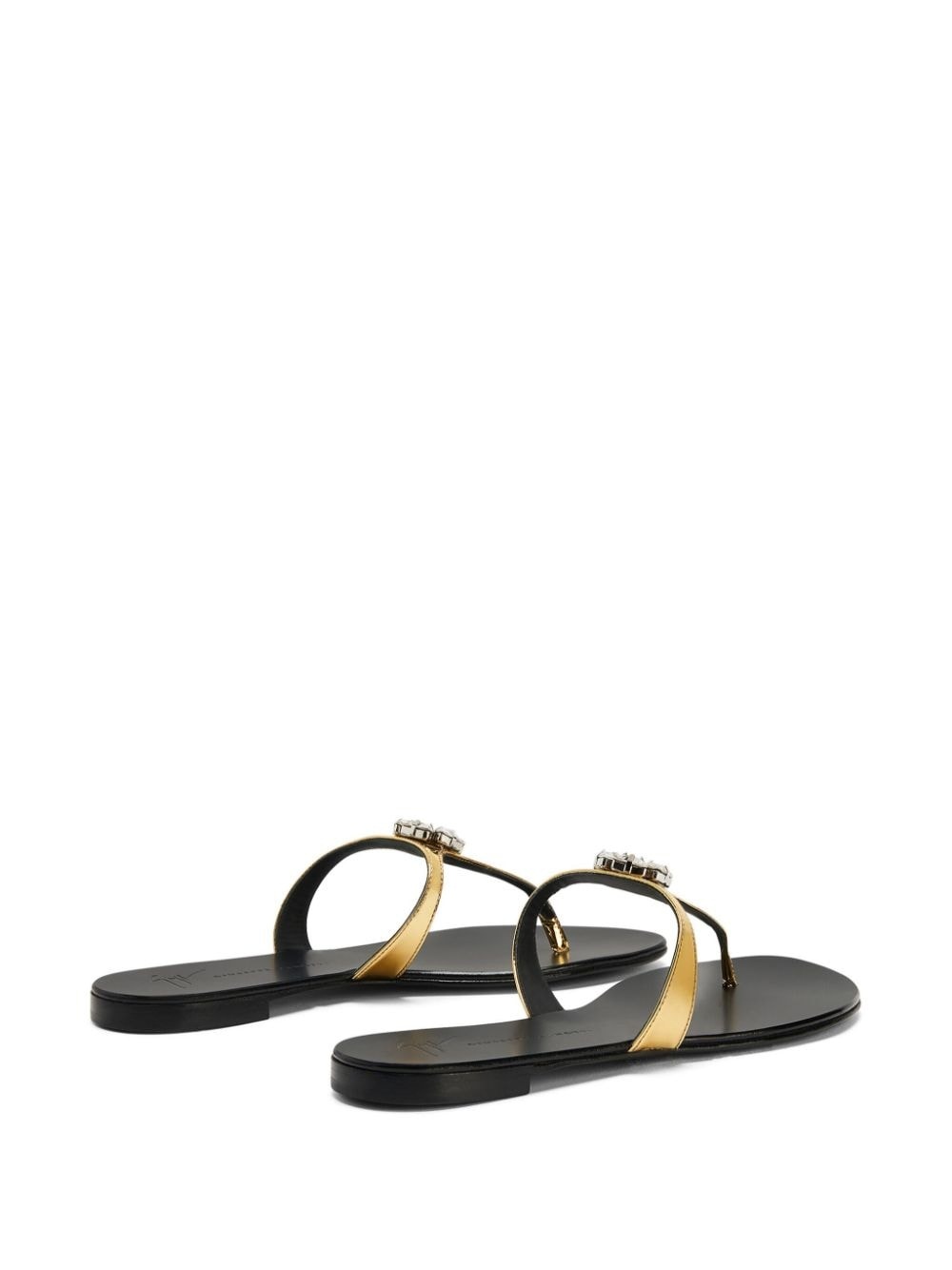 Brionne crystal-embellished metallic flat sandals - 3