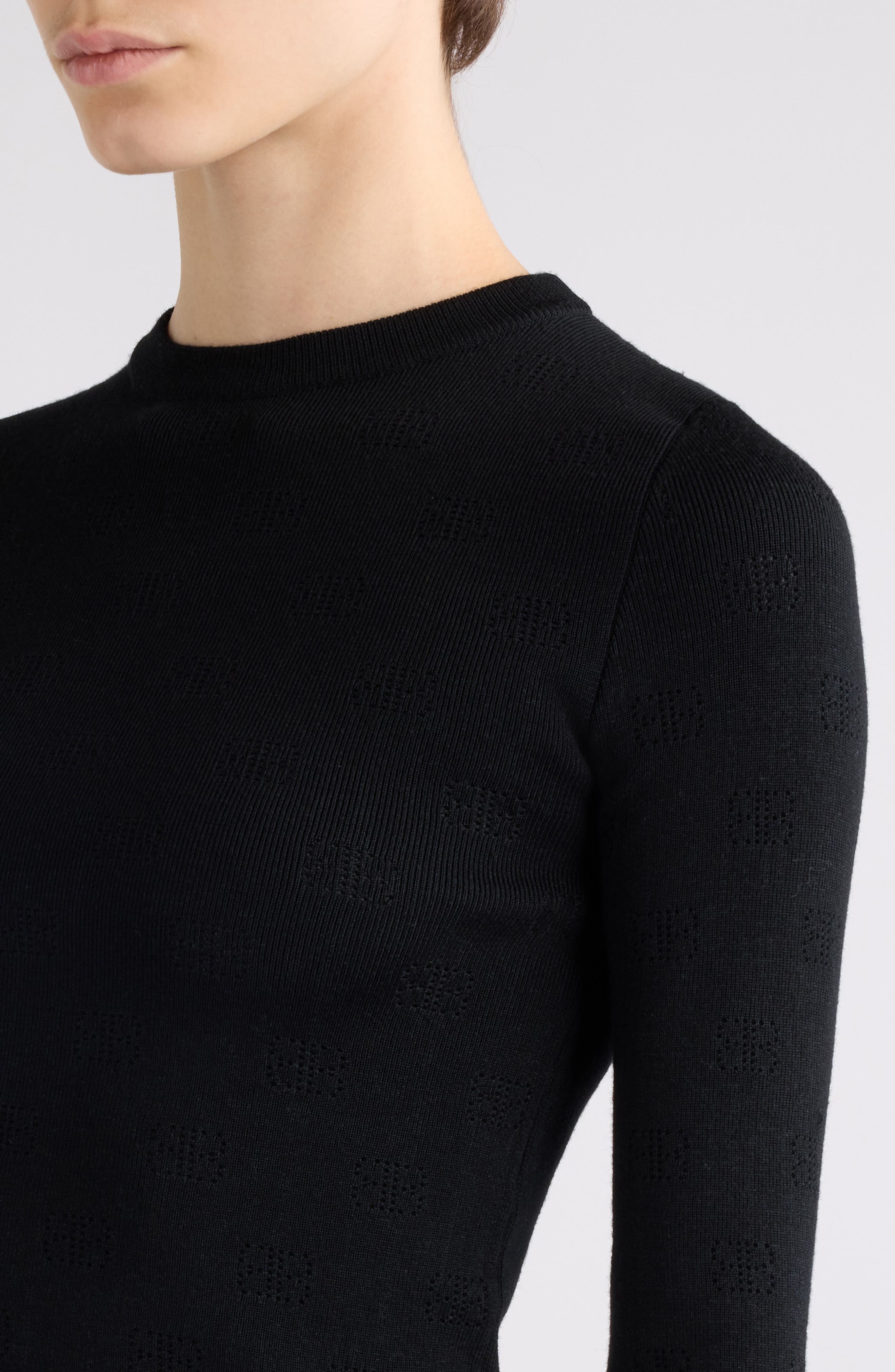 Open Stitch Logo Rib Crop Sweater - 5