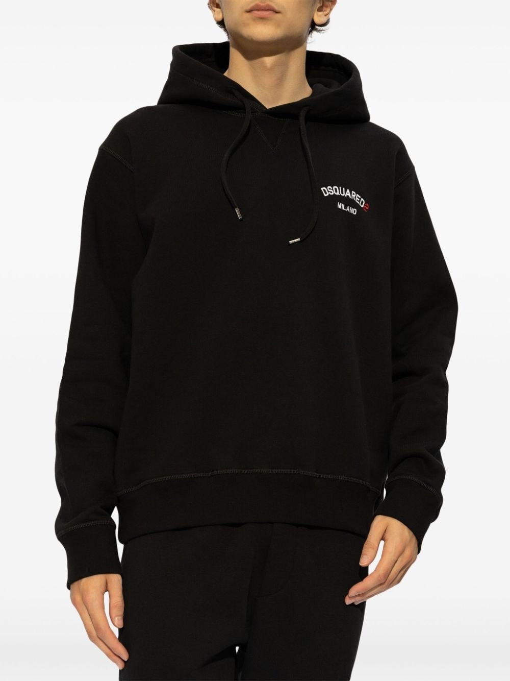 logo-embroidered cotton hoodie - 3