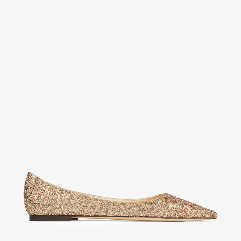 Love Flat Gold Coarse Glitter Fabric Flats 1