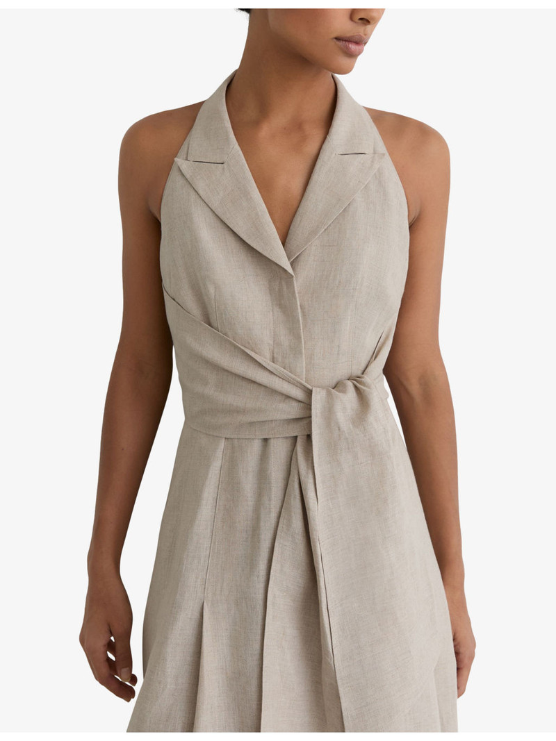 Tara Petite Tie-Waist Tailored Linen Midi Dress 4