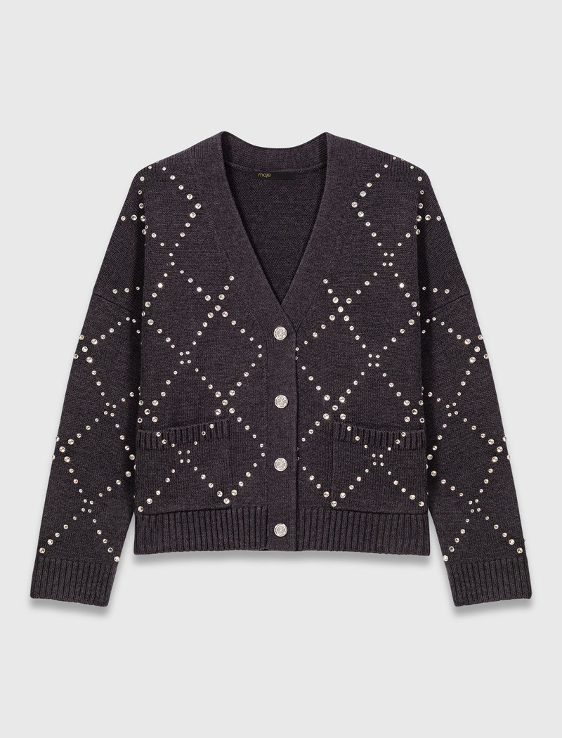Rhinestone check cardigan 1