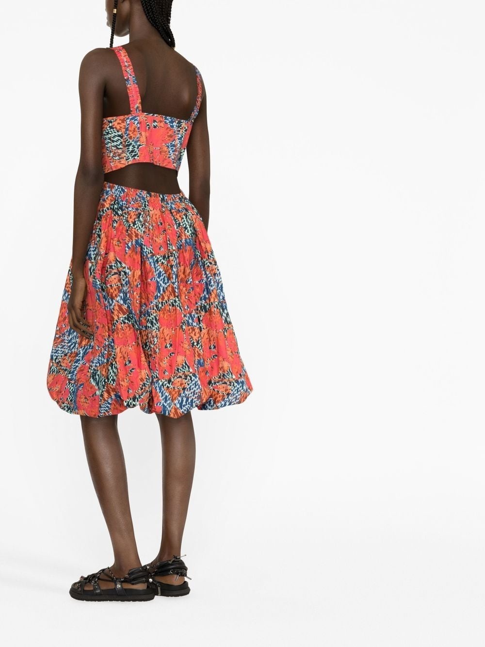 graphic-print sweetheart neck dress - 4