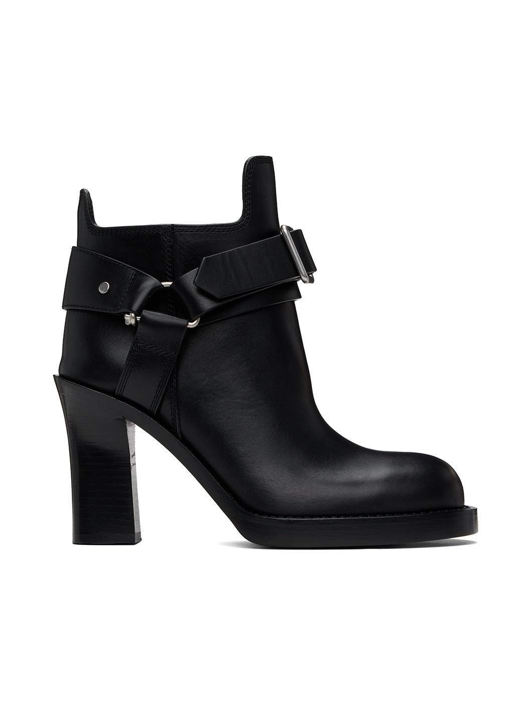 Black Leather Stirrup Low Boots - 1