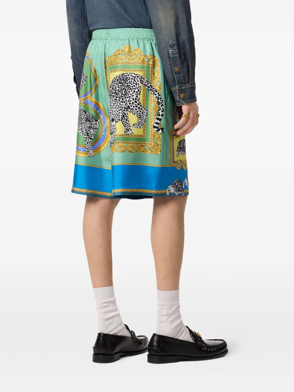 animal-print silk shorts - 4