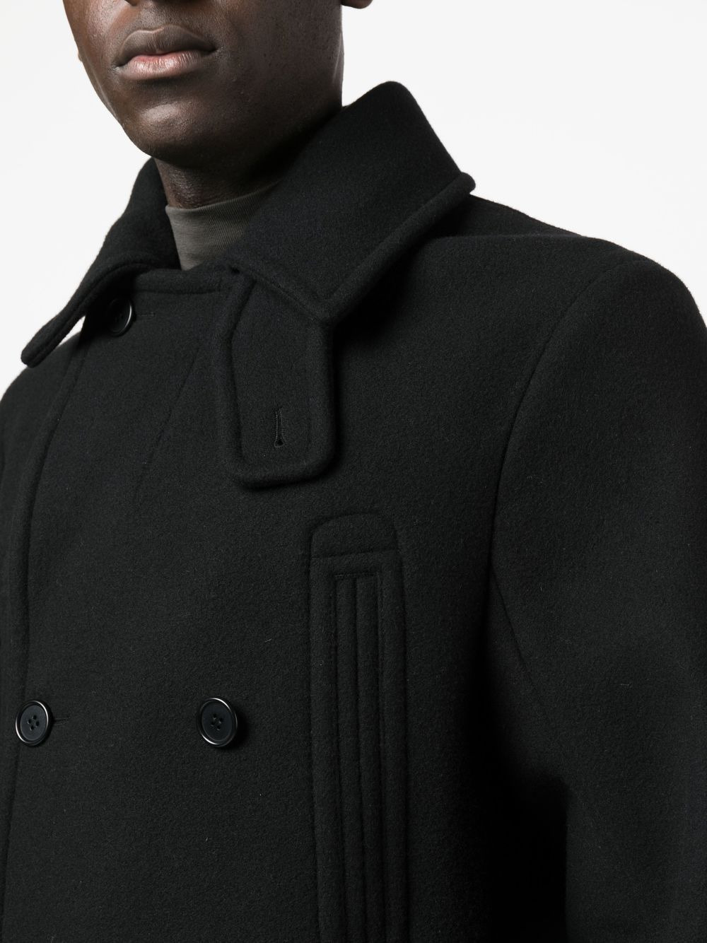 double breasted virgin wool coat - 5