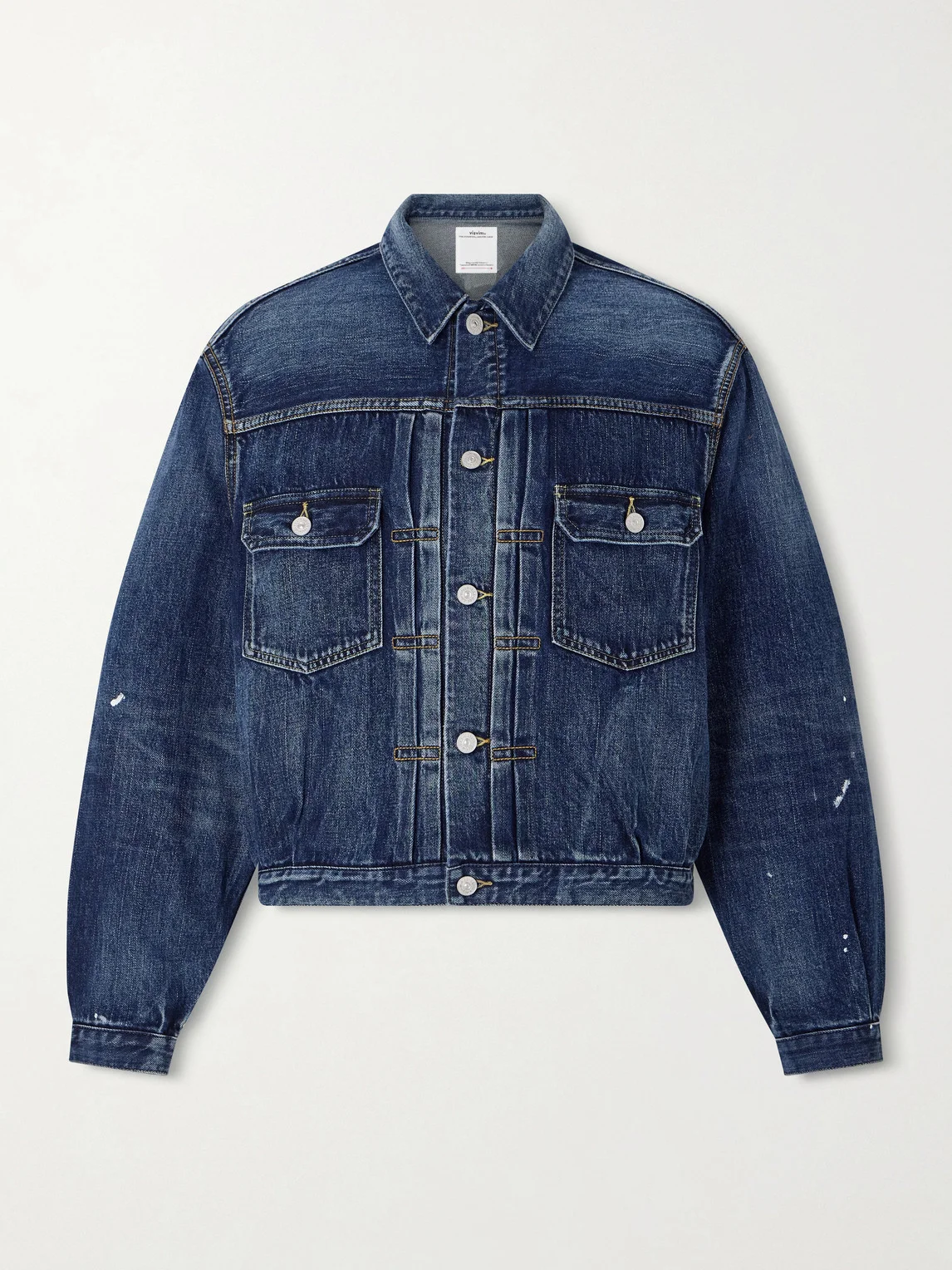 Social Sculpture 101 X DMGD-1010 Cropped Distressed Selvedge Denim Jacket - 1
