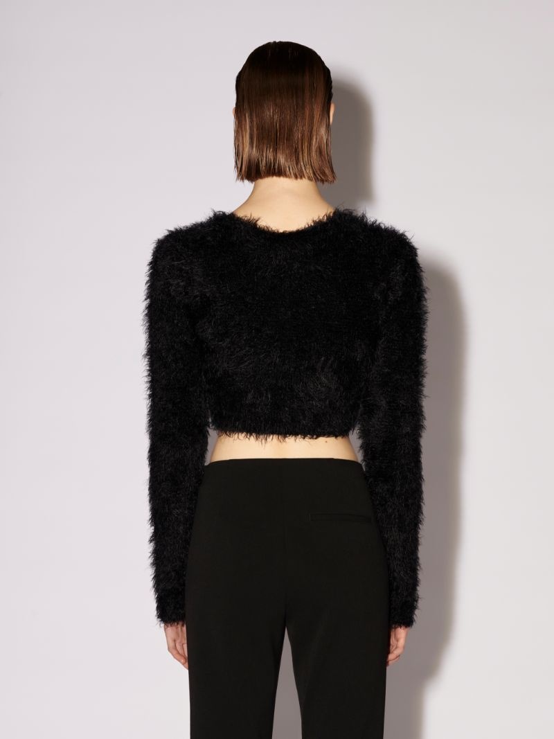 FUR KNIT CROP CARDIGAN - 4