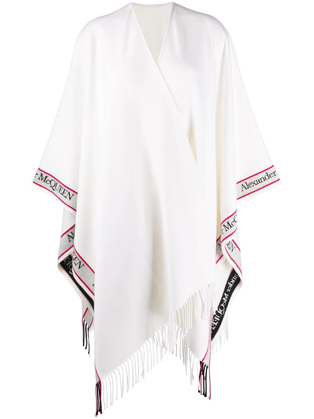 logo band fringed scarf - 1