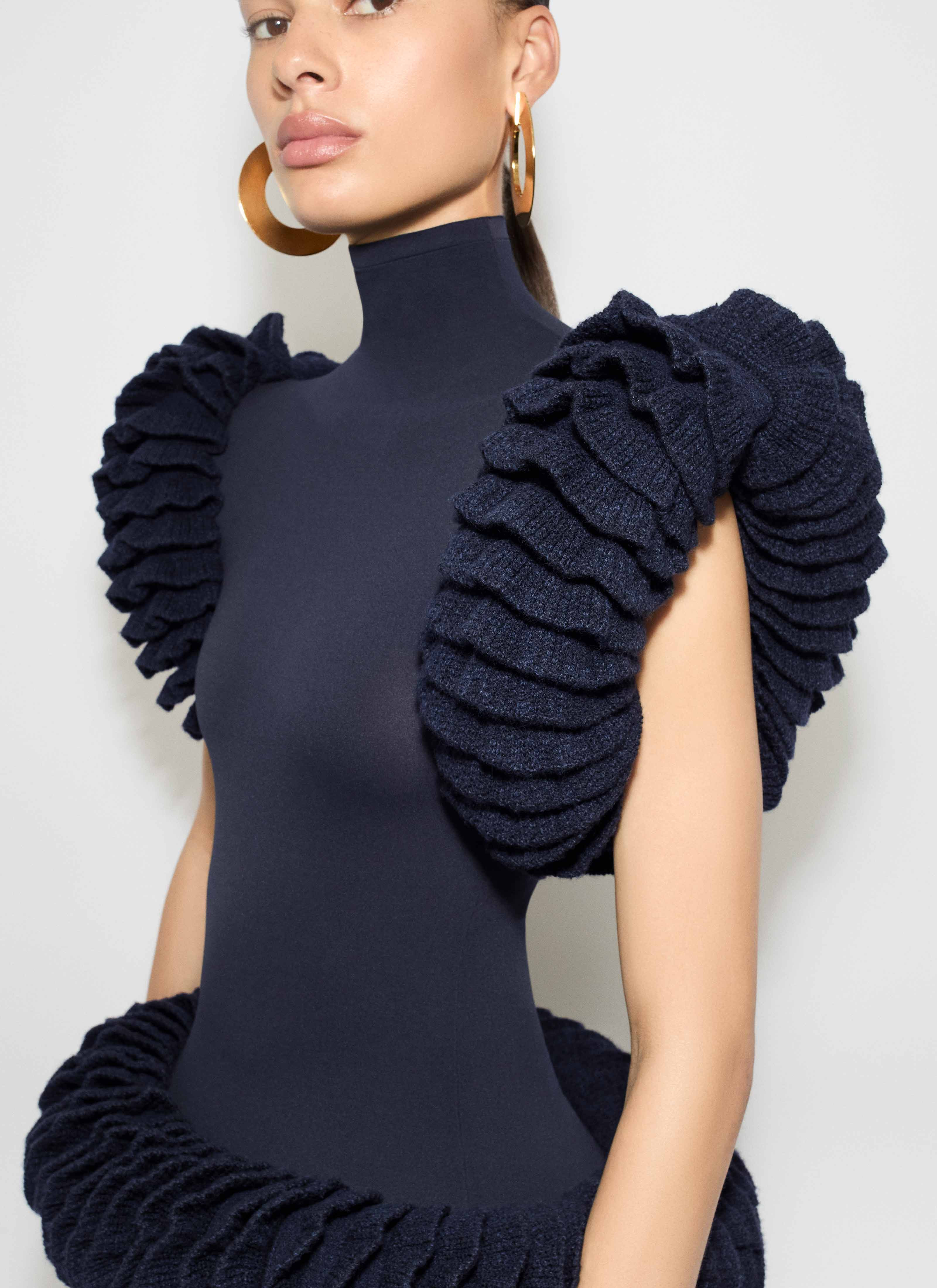 TWEED KNIT RUFFLE TOP - 6