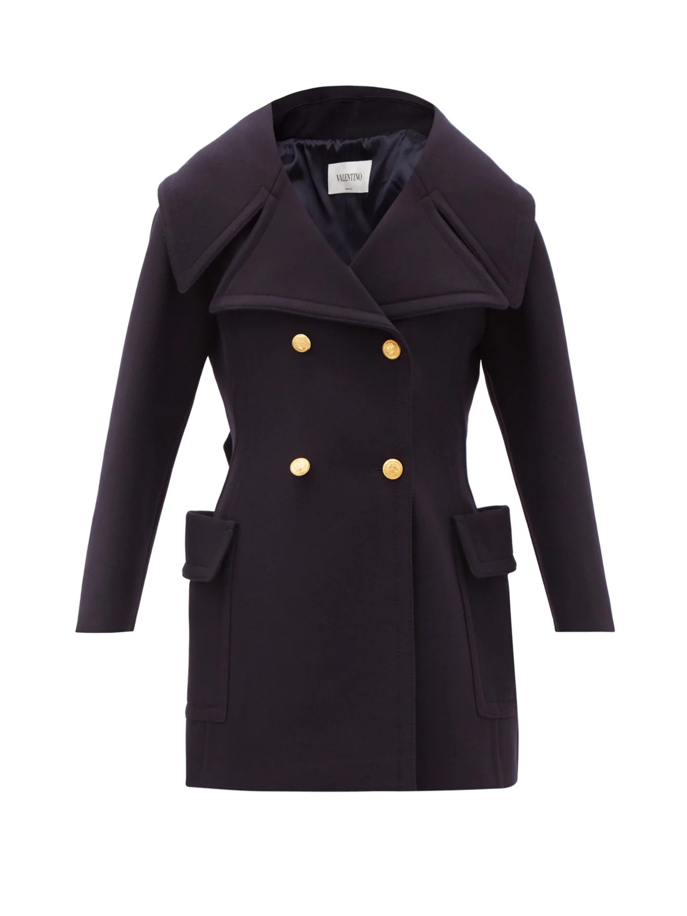 Exaggerated-lapels double-breasted wool peacoat - 1