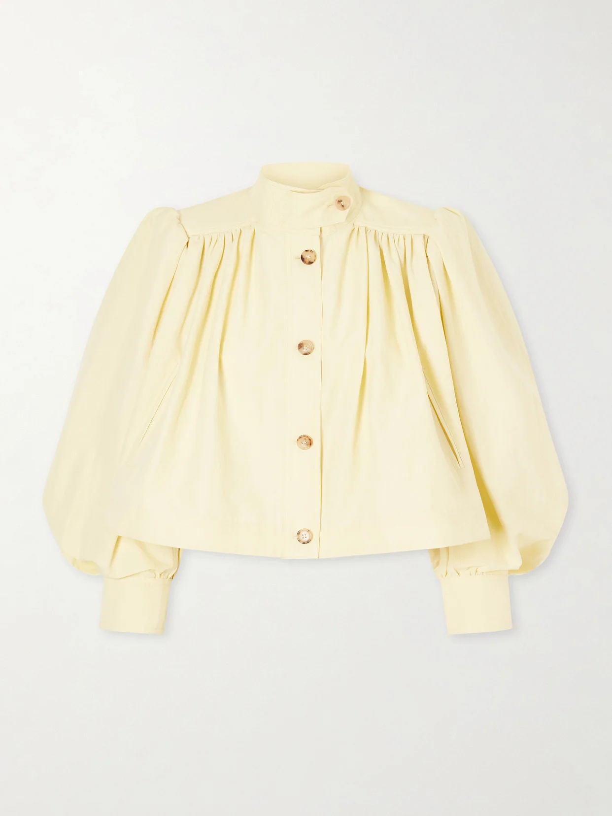 Gathered Cotton And Linen-blend Jacket - 1