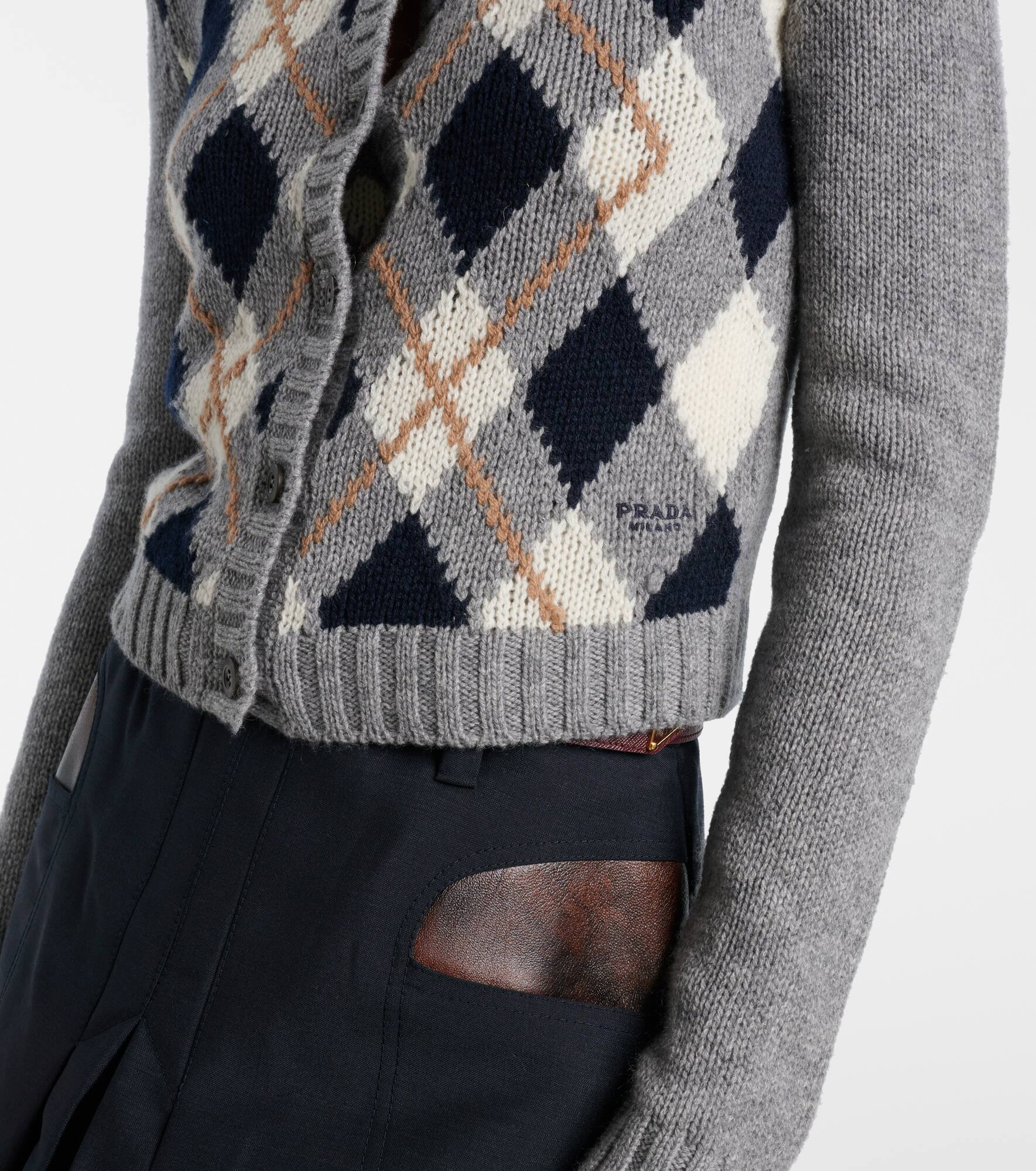 Checked cashmere cardigan - 5