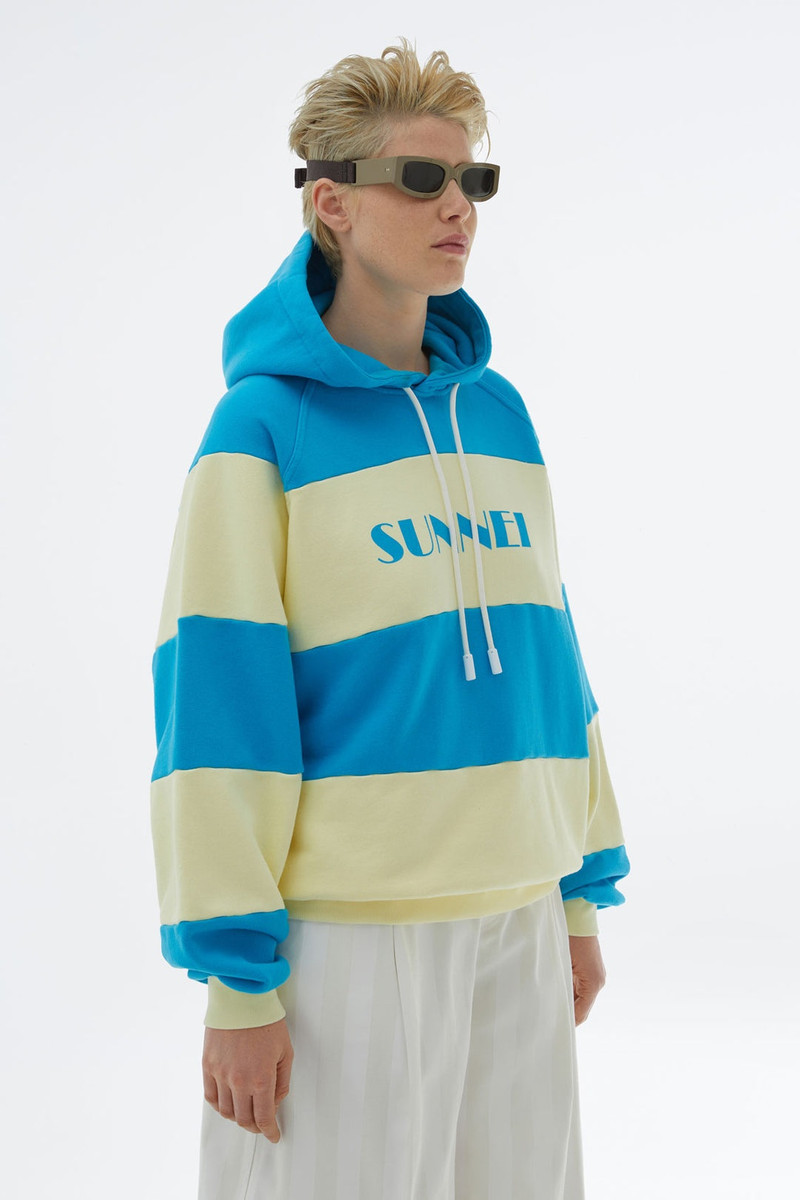 SUNNEI AZURE & LIGHT YELLOW HOODIE WITH LOGO outlook