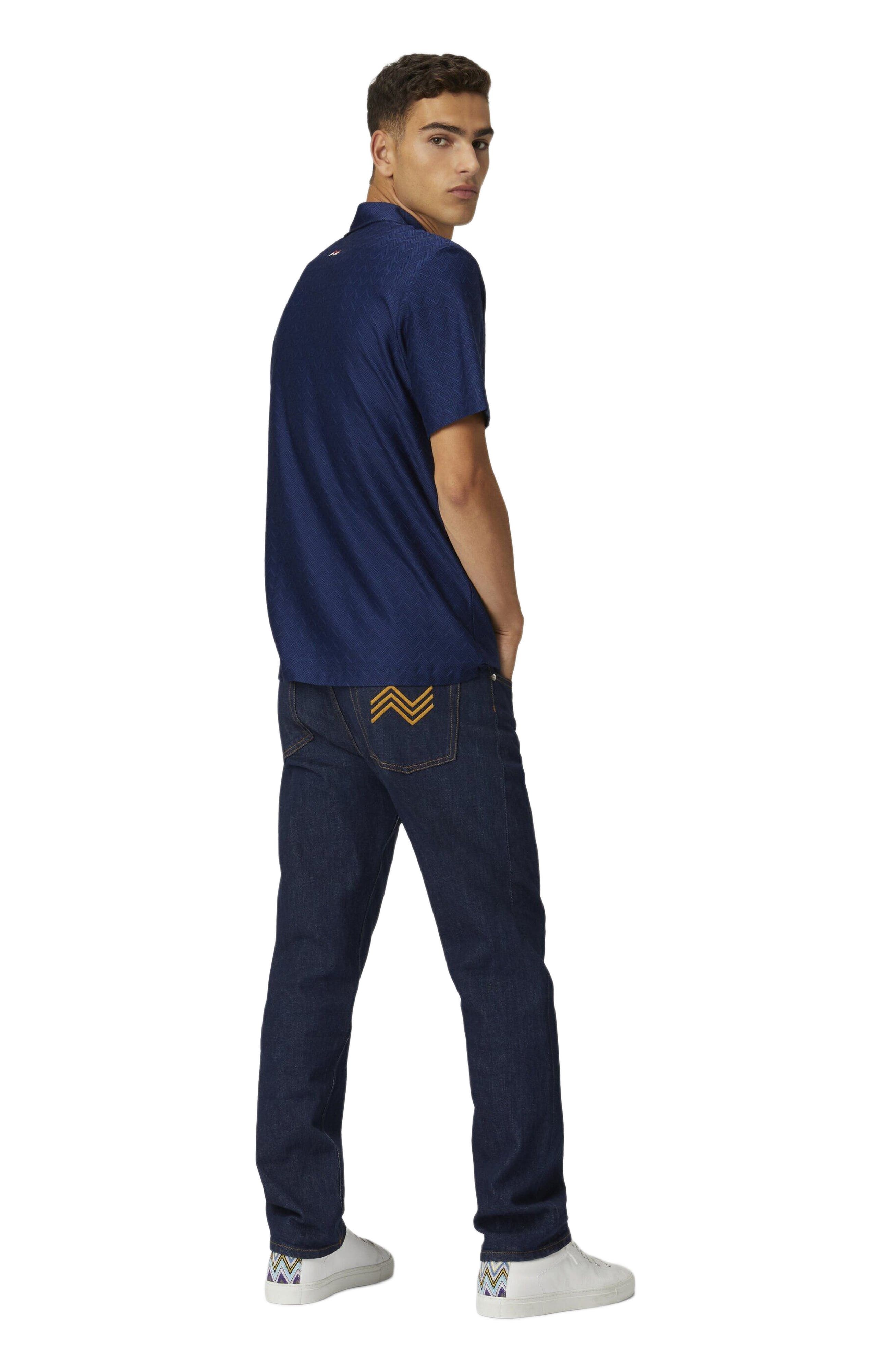 Missoni Tonal Zigzag Cotton Jersey Polo Shirt in Blue at Nordstrom - 3