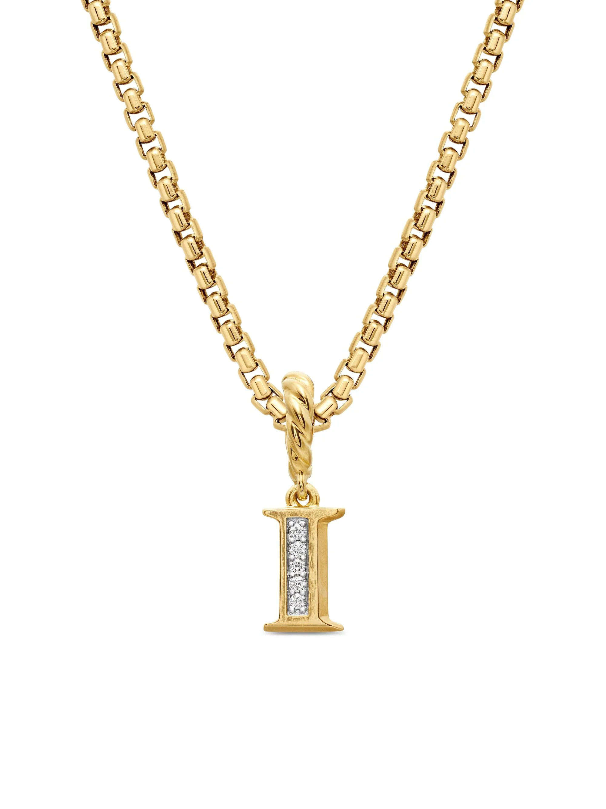 Women's Pavé Initial Pendant in 18K Yellow Gold - Initial I - 1