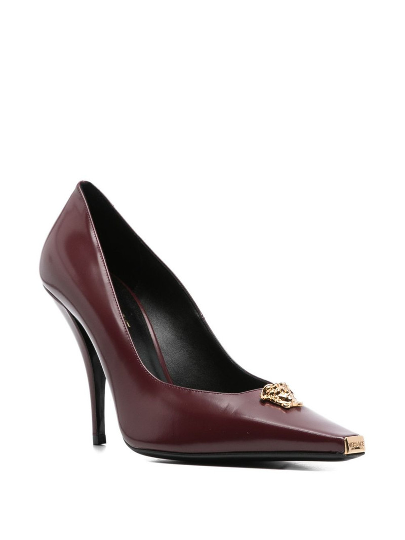 VERSACE 110mm medusa-embellished pointed-toe pumps outlook