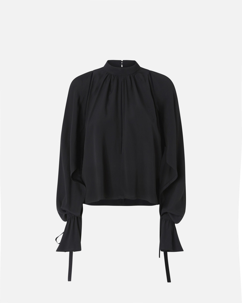 SILK-BLEND BLOUSE WITH RUFFLED SLEEVES 1