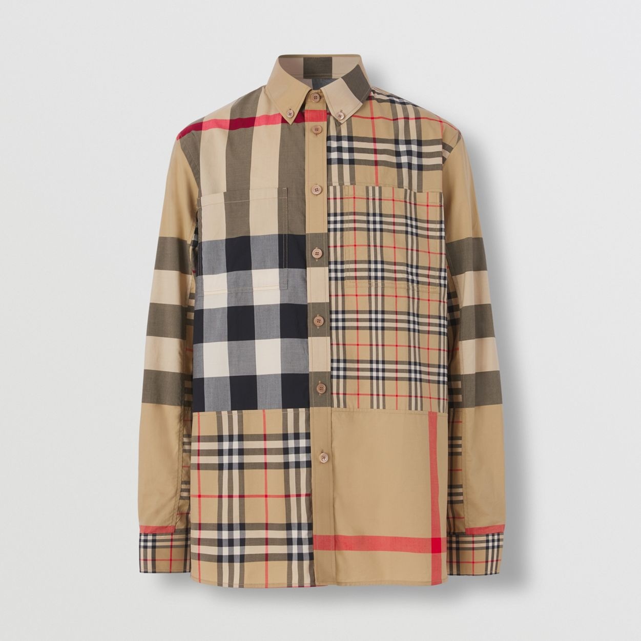 Patchwork Check Cotton Shirt - 1