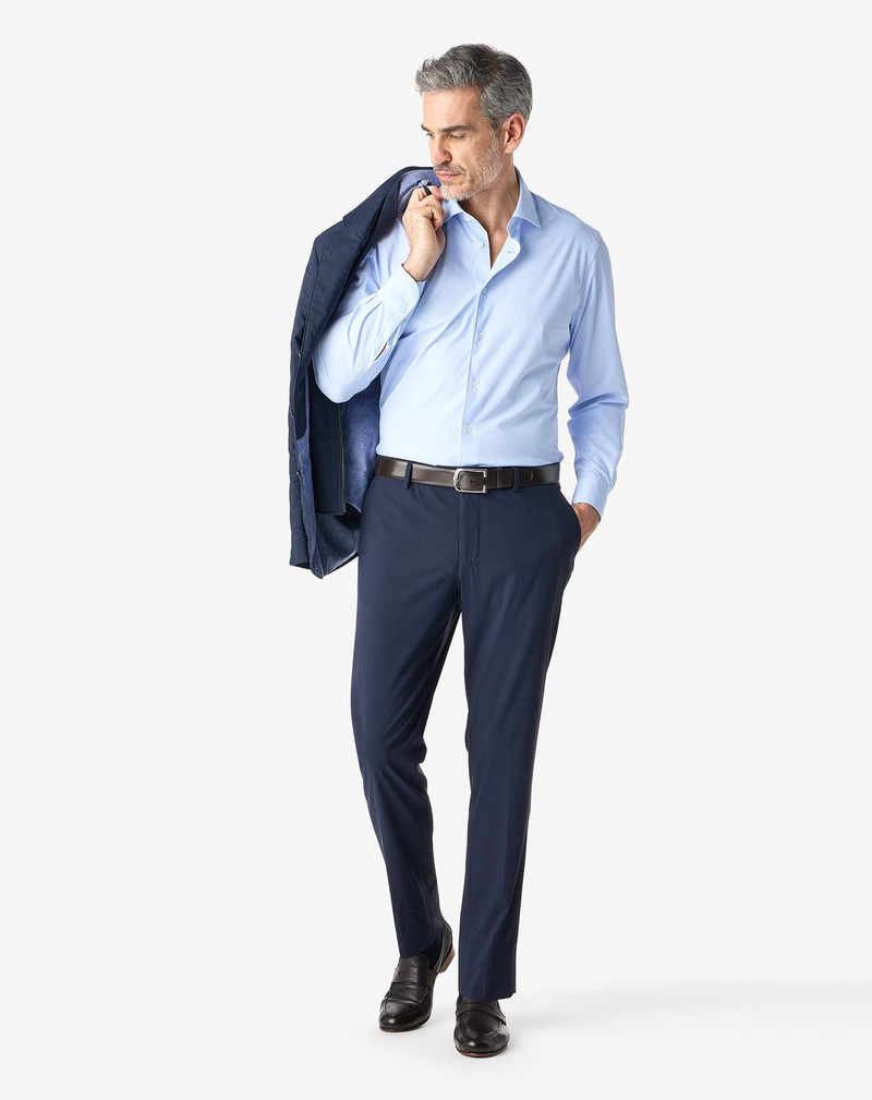 CORNELIANI Dark blue technical wool fabric chinos outlook