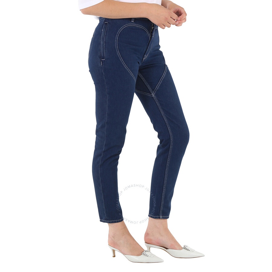 Burberry Ladies Dark Canvas Blue Heart-Motif Skinny Jeans - 4