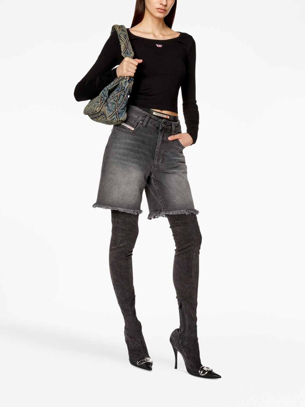 ribbed logo-patch top - 2