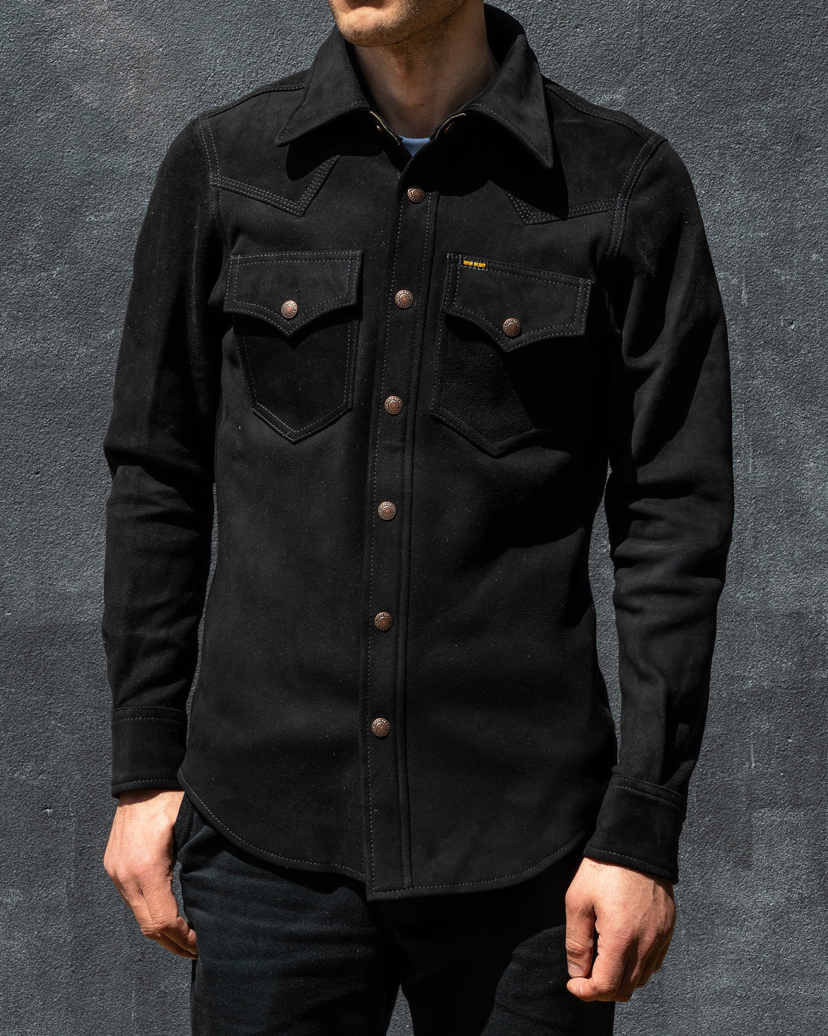 IHSB-BIGBUCK-BLK Deerskin Western Shirt 'The Big Buck' - Black - 3