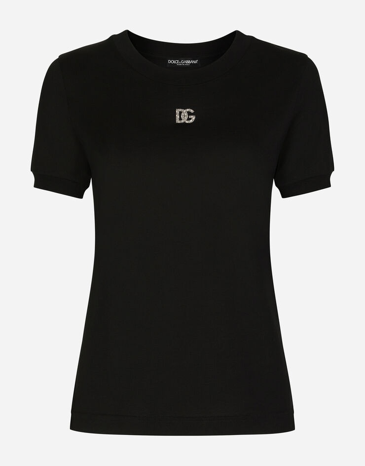 Jersey T-shirt with crystal DG embellishment - 1