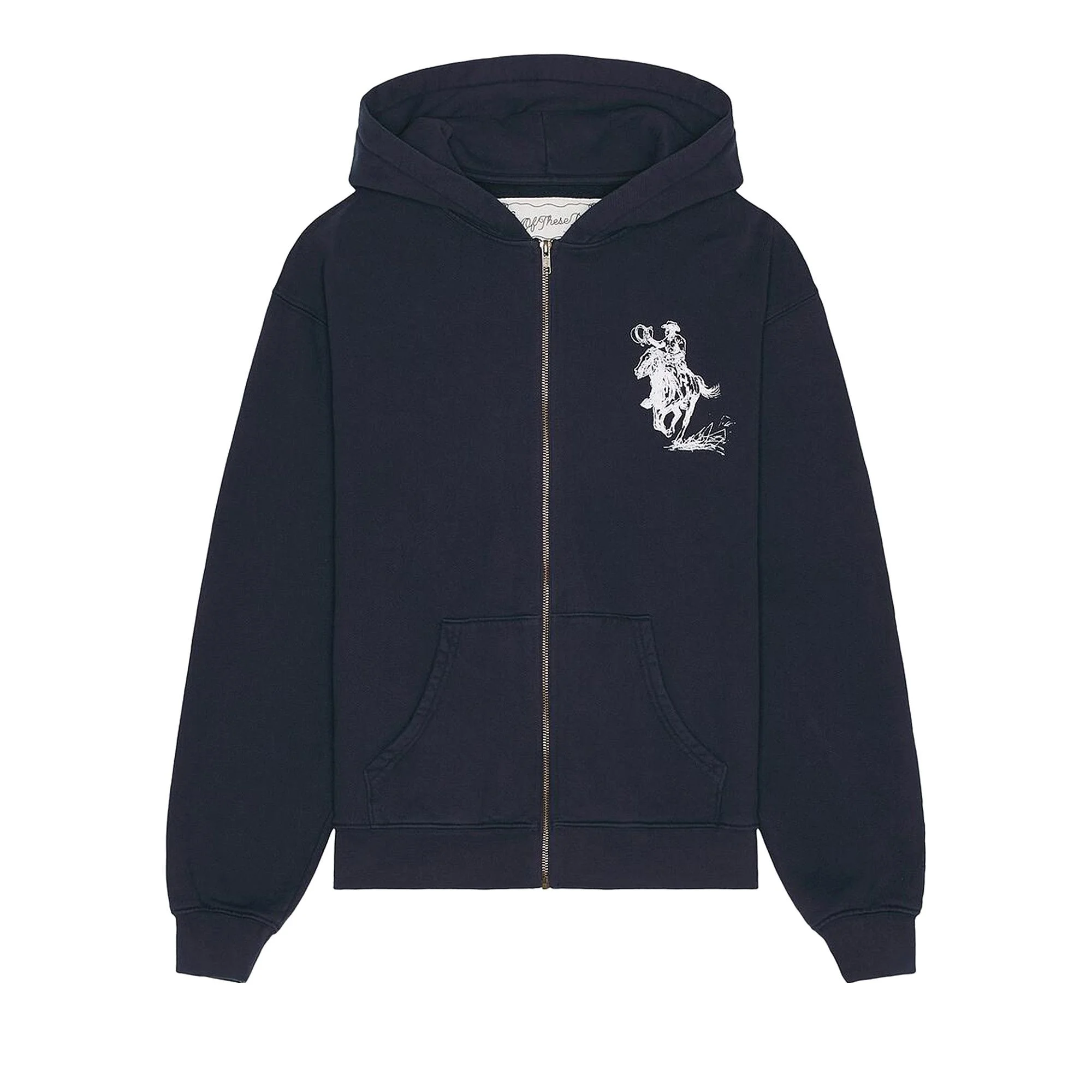 One Of These Days Barbed Zip Up Hooded Sweatshirt 'Hard Washed Navy' - 1