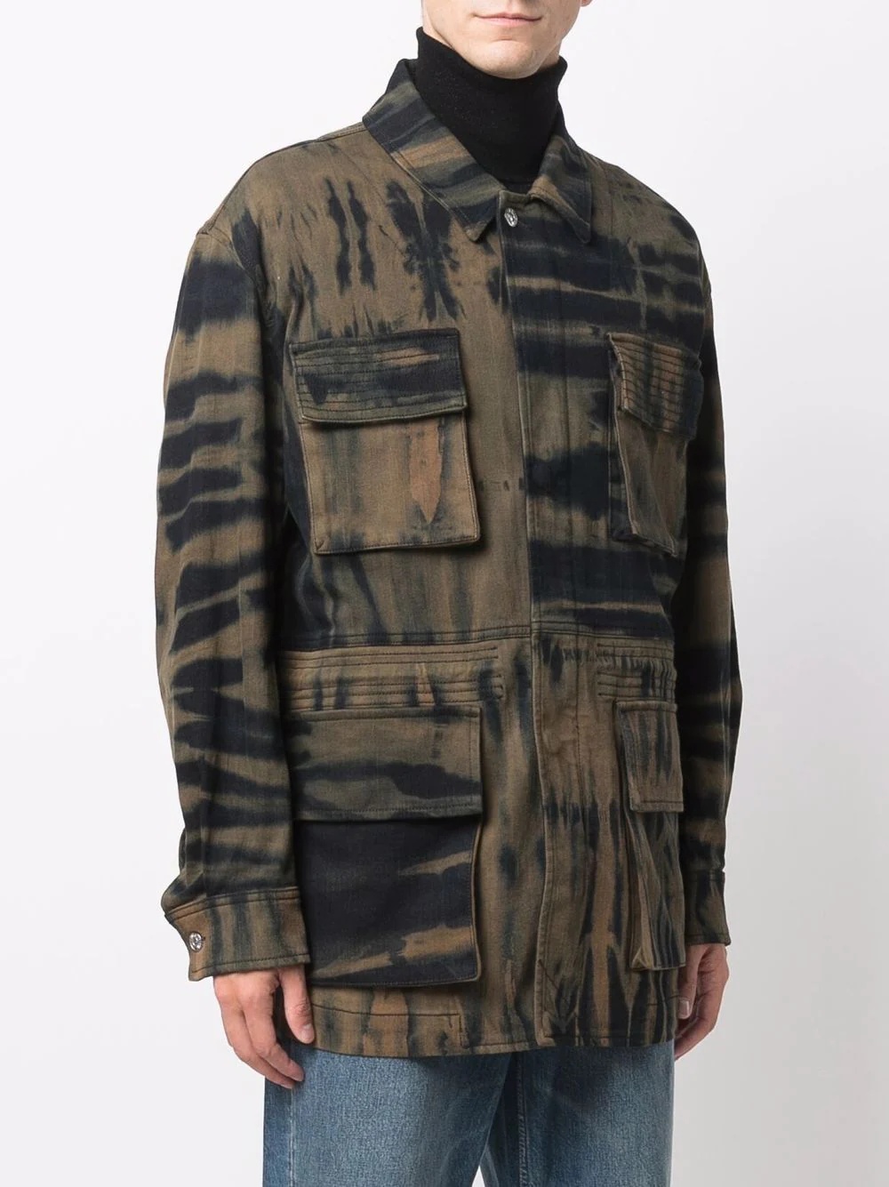 tie dye print military jacket - 3