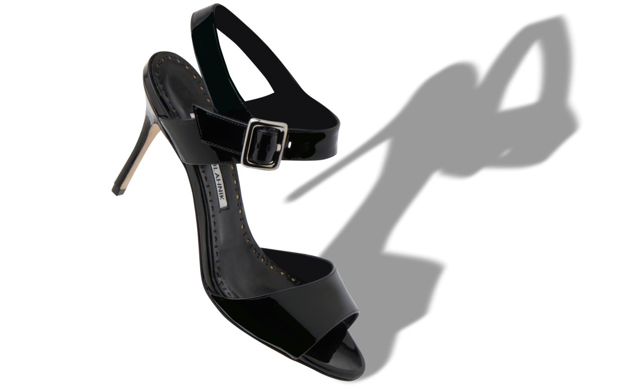 Black Patent Leather Slingback Sandals - 2