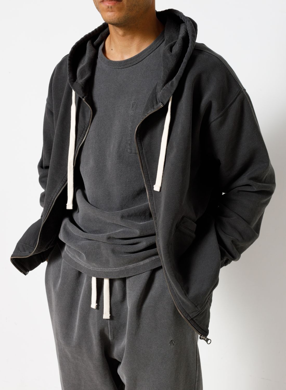 Embroidered Arrow Zip Hoodie in Black - 4