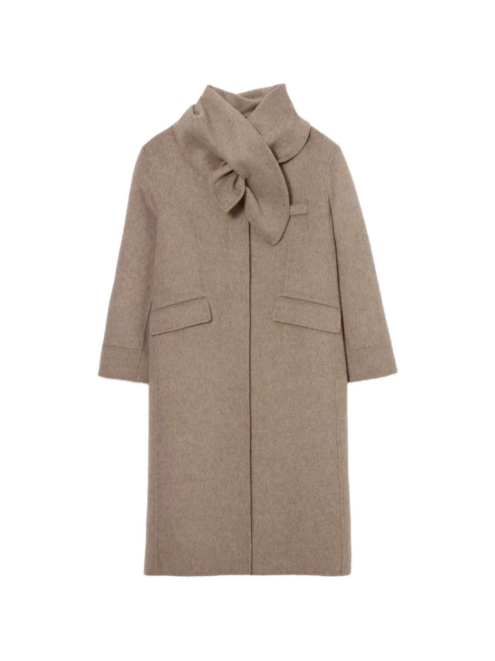 long wool scarf-collar coat - 1