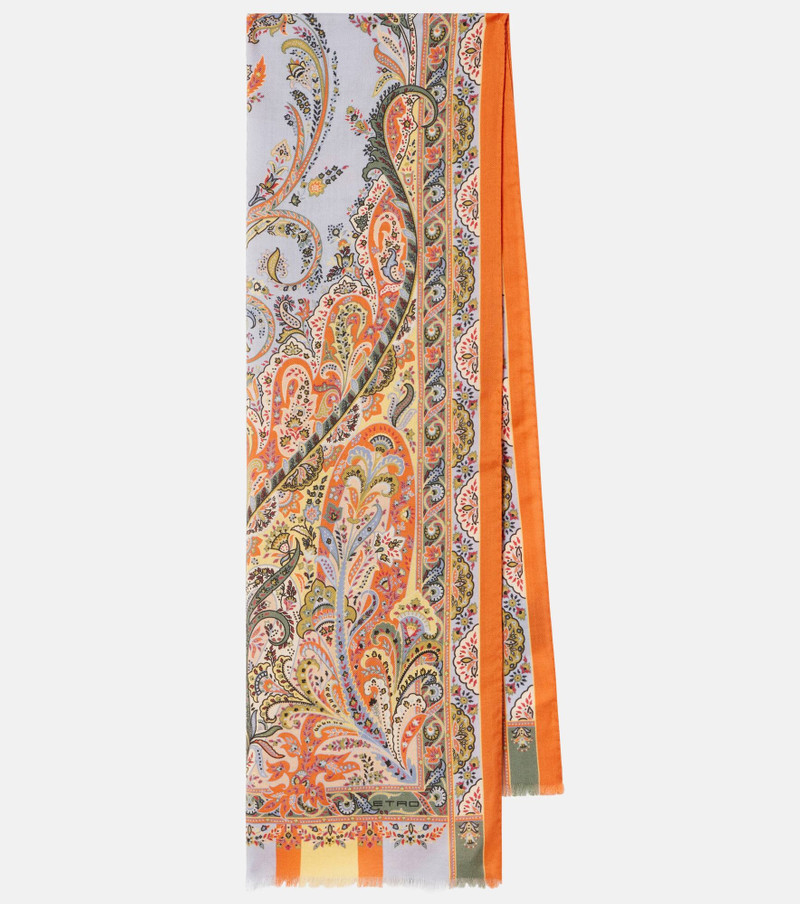 Floral wool and silk scarf 1