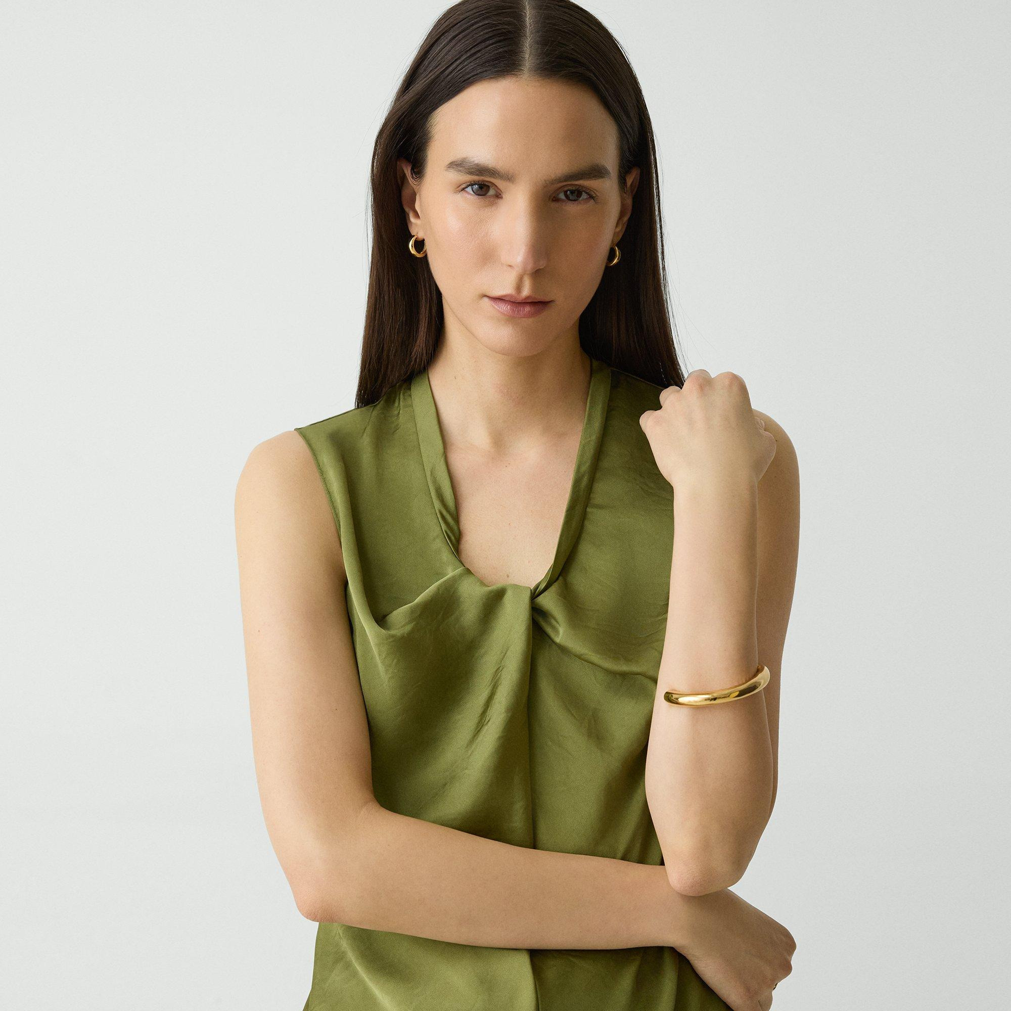Twist Neck Blouse in Crushed Satin - 5