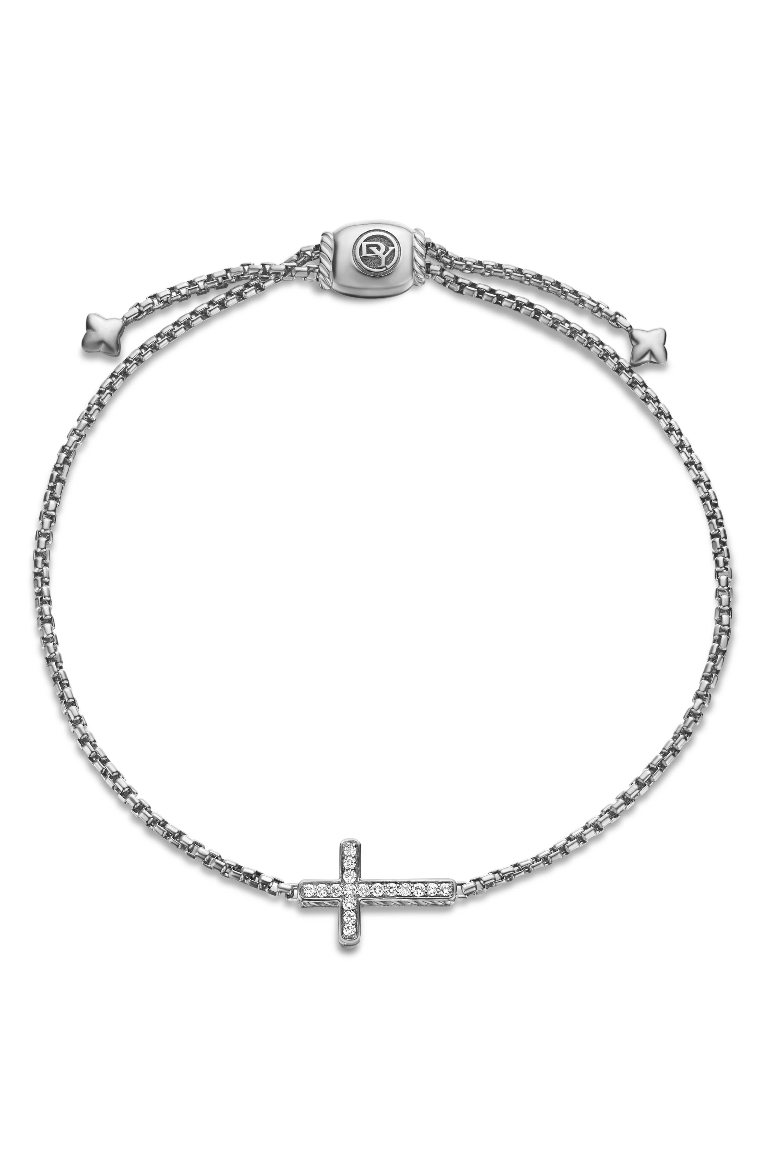 David Yurman Petite Pavé Sideway Cross Slider Bracelet in Silver Pave at Nordstrom - 6