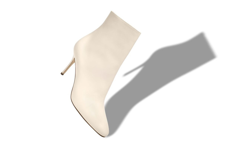 Manolo Blahnik Cream Calf Leather Ankle Boot outlook