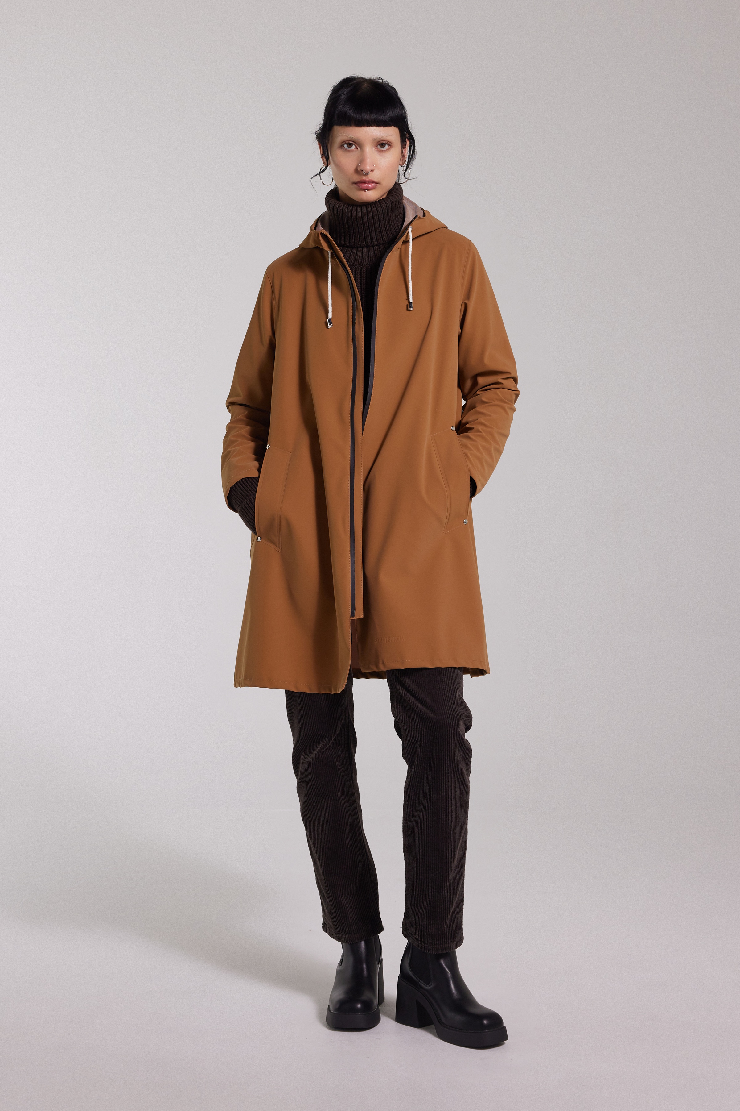 Mosebacke Lightweight Matte Zip Raincoat Cognac - 4