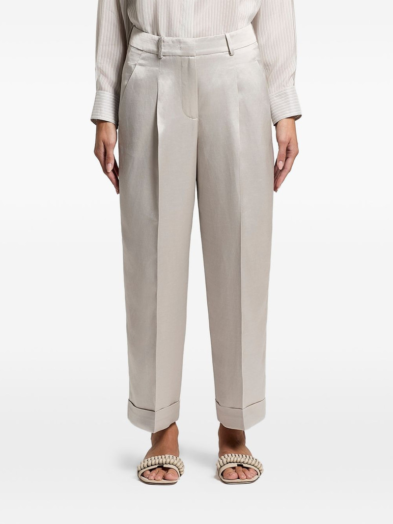 PESERICO cuffed satin trousers outlook