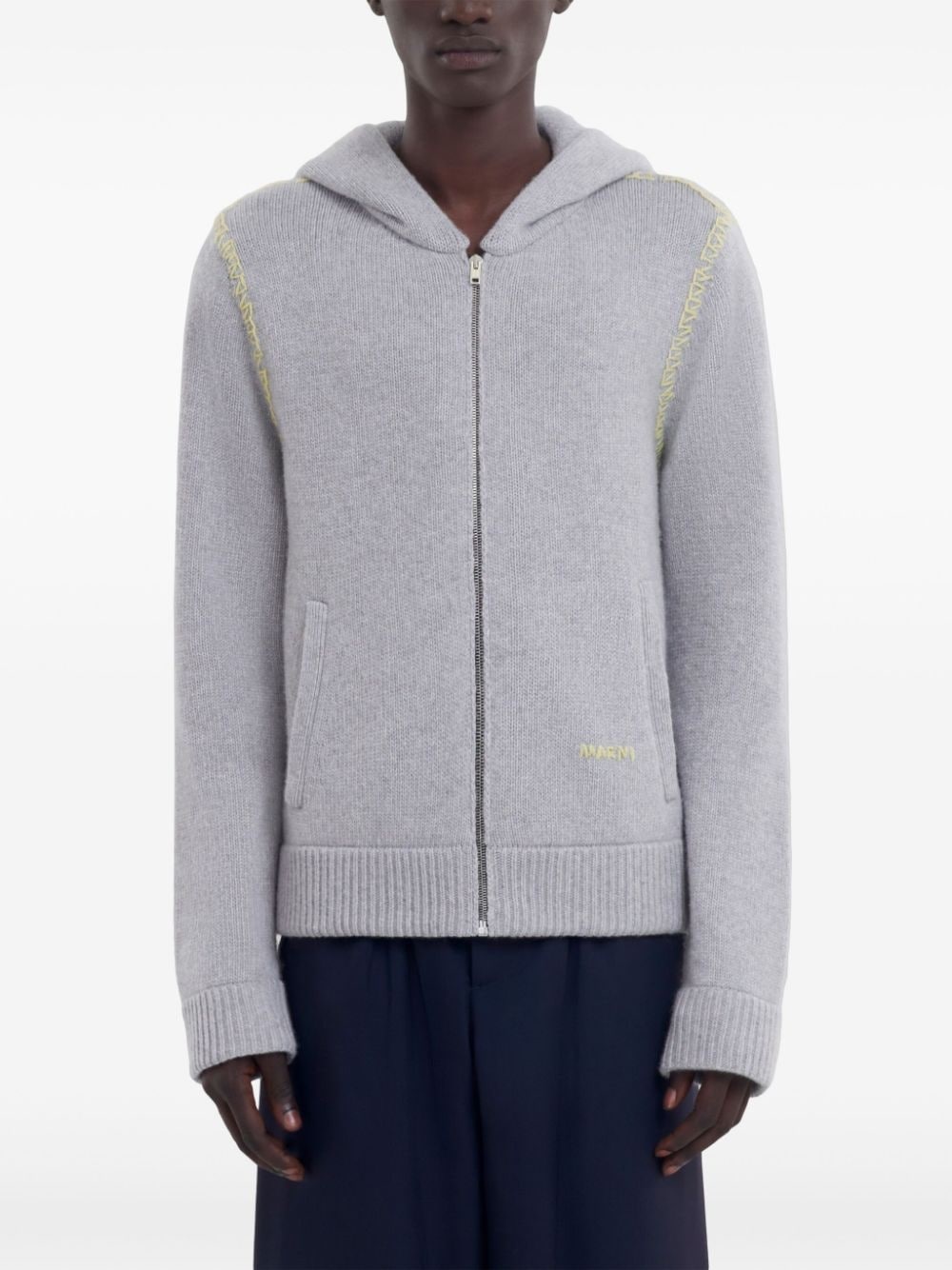 logo-embroidered cardigan - 3