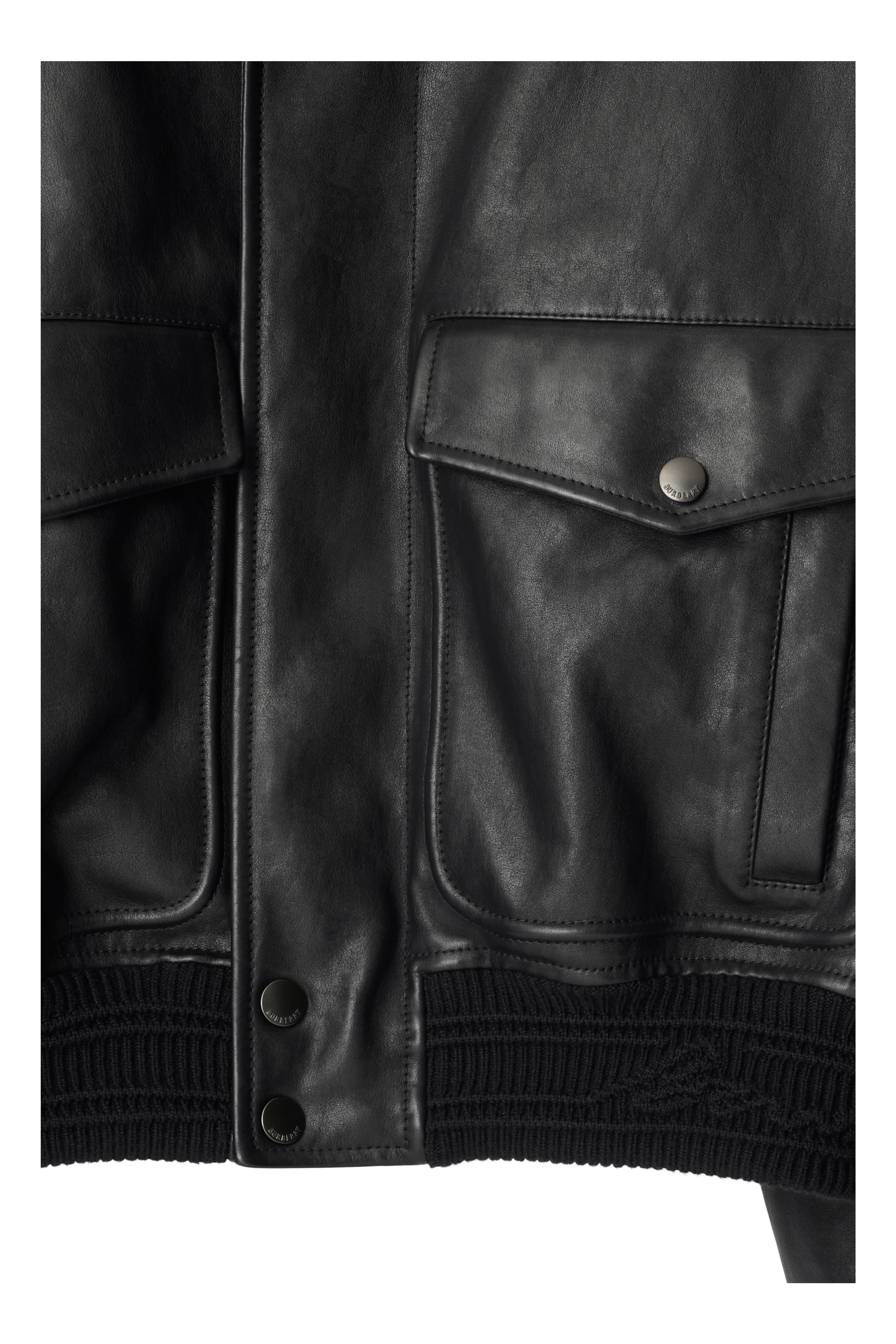 burberry Leather Bomber Jacket in Black at Nordstrom - 5