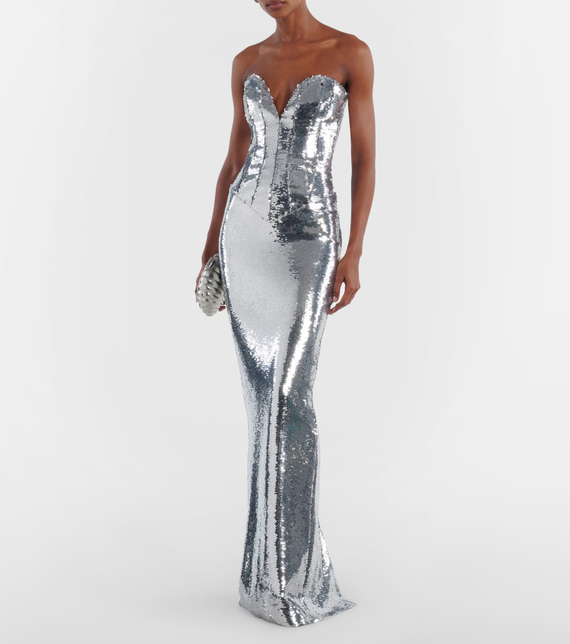 THE NEW ARRIVALS ILKYAZ OZEL Azzura sequined corset gown outlook