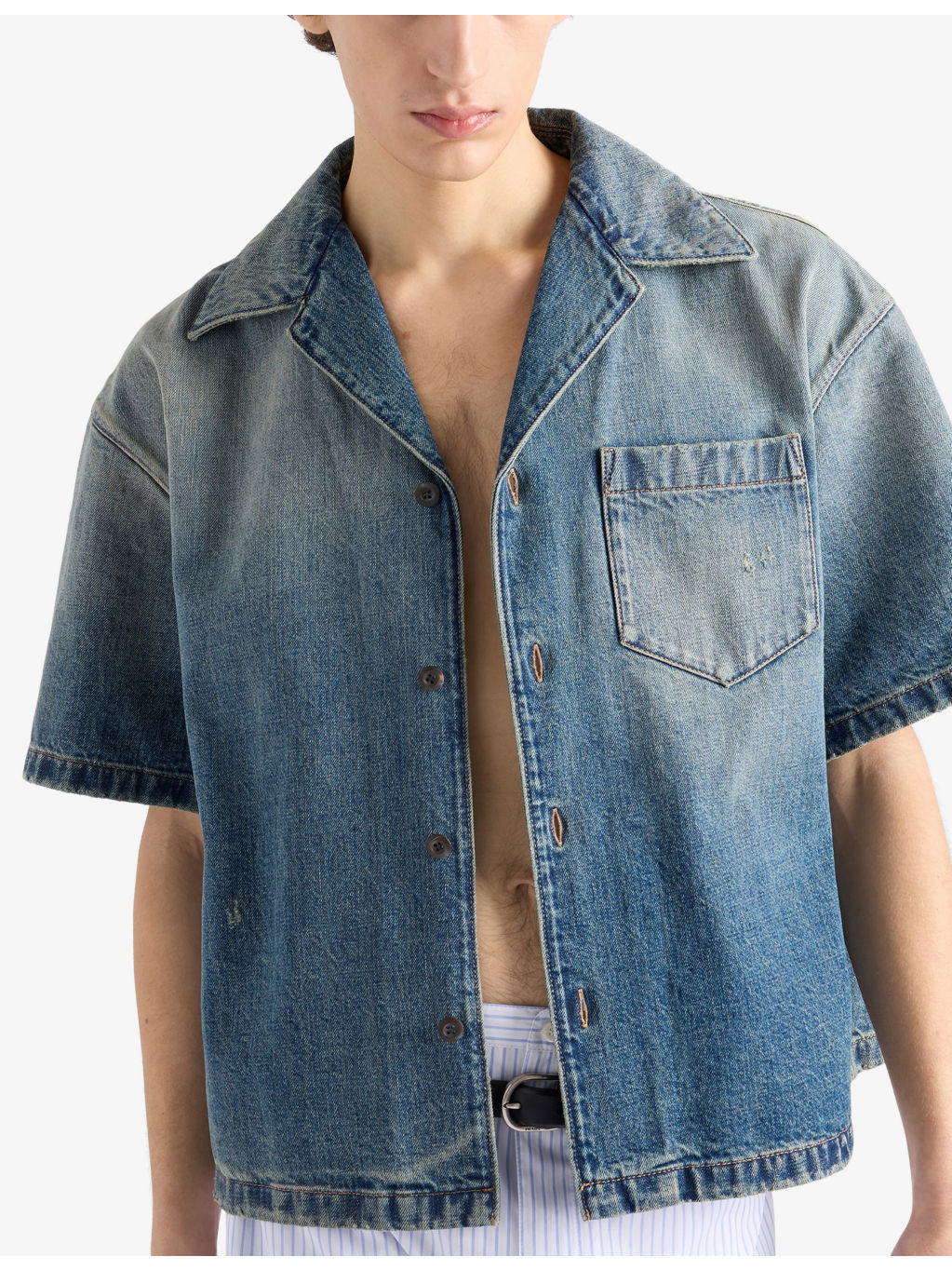 Logo-Embellished Denim Bowling Shirt - 3