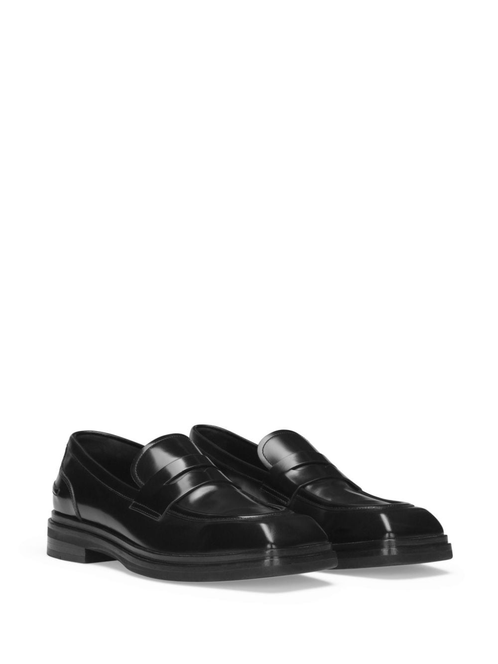 square-toe leather loafers - 2