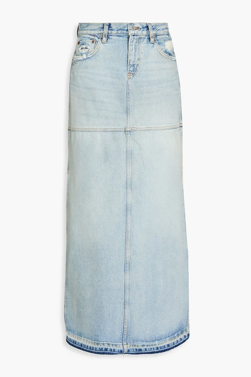 Distressed denim maxi skirt - 1