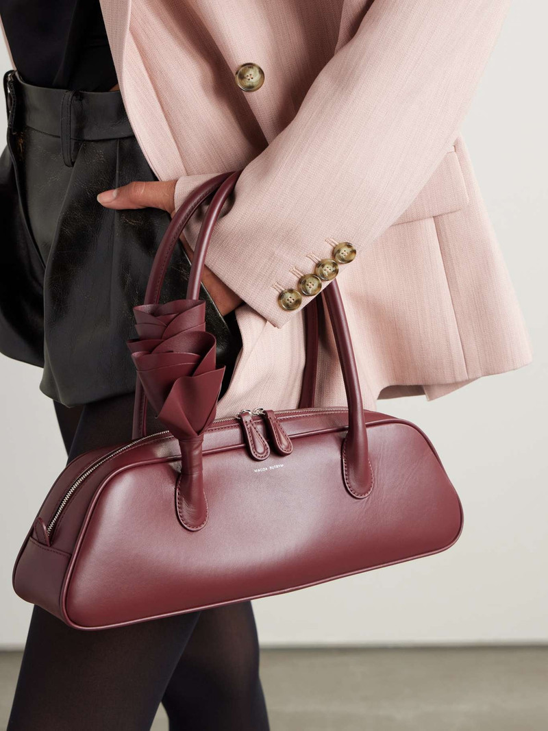 MAGDA BUTRYM Brigitte Trapeze appliquéd leather tote Burgundy outlook