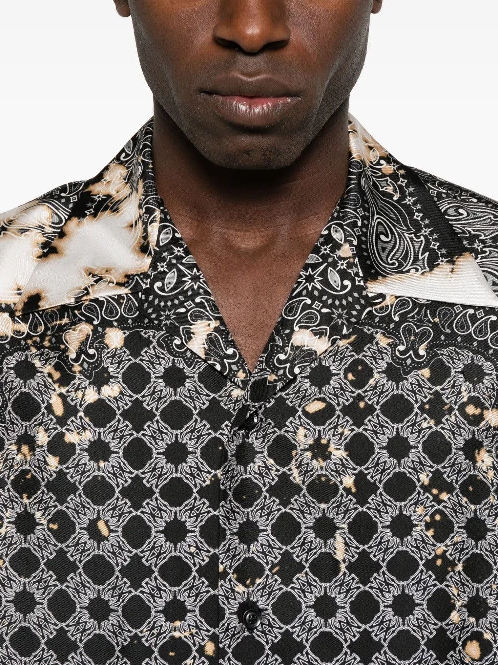AMIRI - Men Bleach Bandana Bowling Shirt - 3